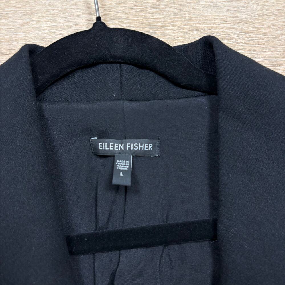 EILEEN FISHER Tailored Button Front Blazer‎ Jacket Womens L Color Black - Picture 2 of 4